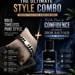 316L signature titanium Braclet +30Ml Dior Sauvage perfect gift combo for men